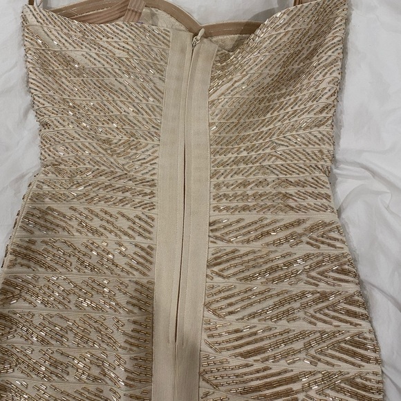 Herve Leger Strapless Bandage Mini Dress in Nude/Champagne - Picture 7 of 7